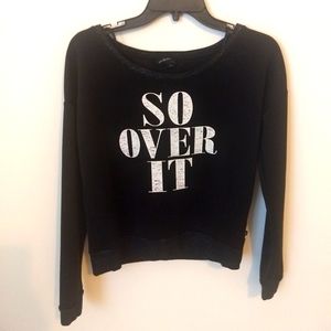 Rock & Republic Graphic Punk Black Letter Sweatshirt Small Glitter Fall Winter